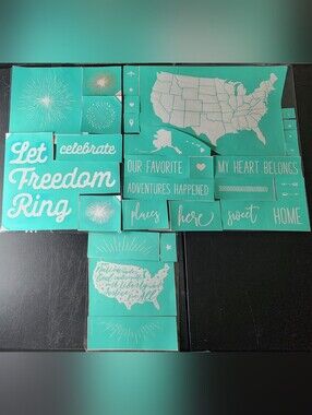 Lot Of 3 Chalk Couture USA Map Patriotic Transfers, Used